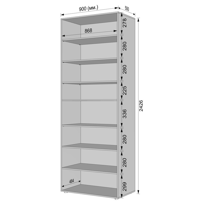 Шафа для одягу з полицями С-9.1 Білий - Асфальт