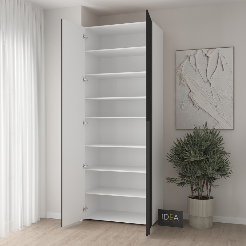 Шафа для одягу з полицями С-9.1 Білий-Чорний