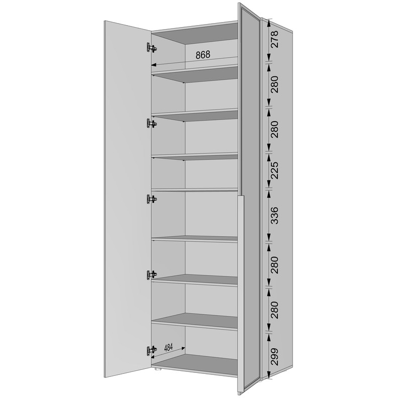 Шафа для одягу з полицями С-9.1 Антрацит-Дуб крафт