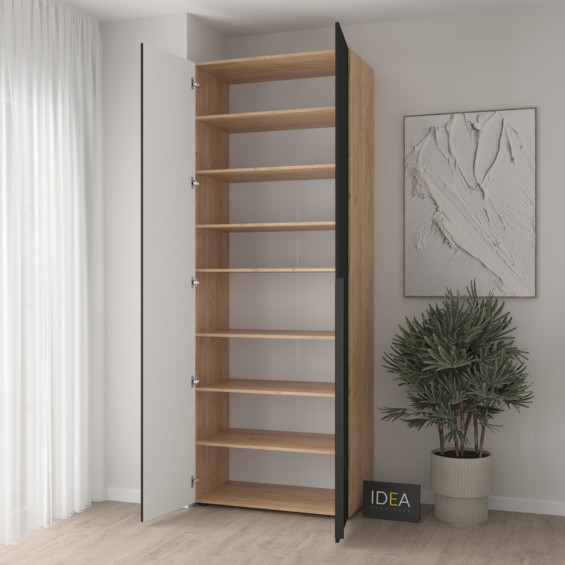 Шафа для одягу з полицями С-9.1 Дуб Крафт-Чорний