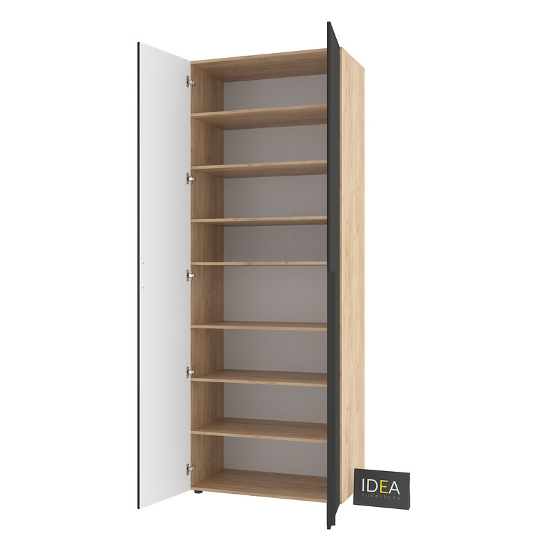 Шафа для одягу з полицями С-9.1 Дуб Крафт-Чорний