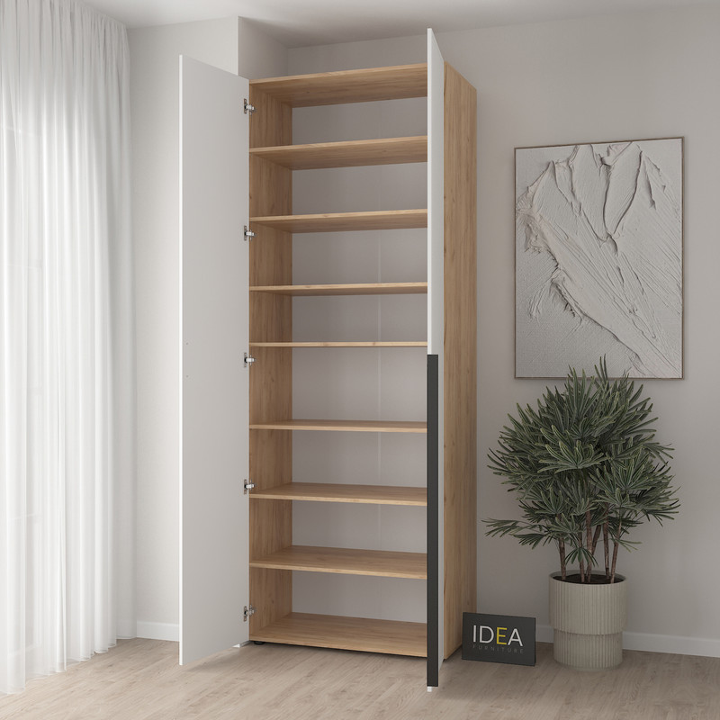 Шафа для одягу з полицями С-9.1 Дуб крафт - Білий