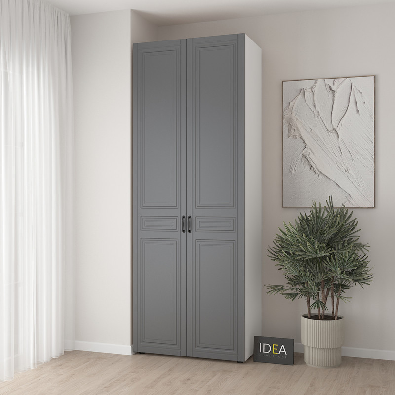 Шафа для одягу з полицями С-9.2 Білий - Асфальт