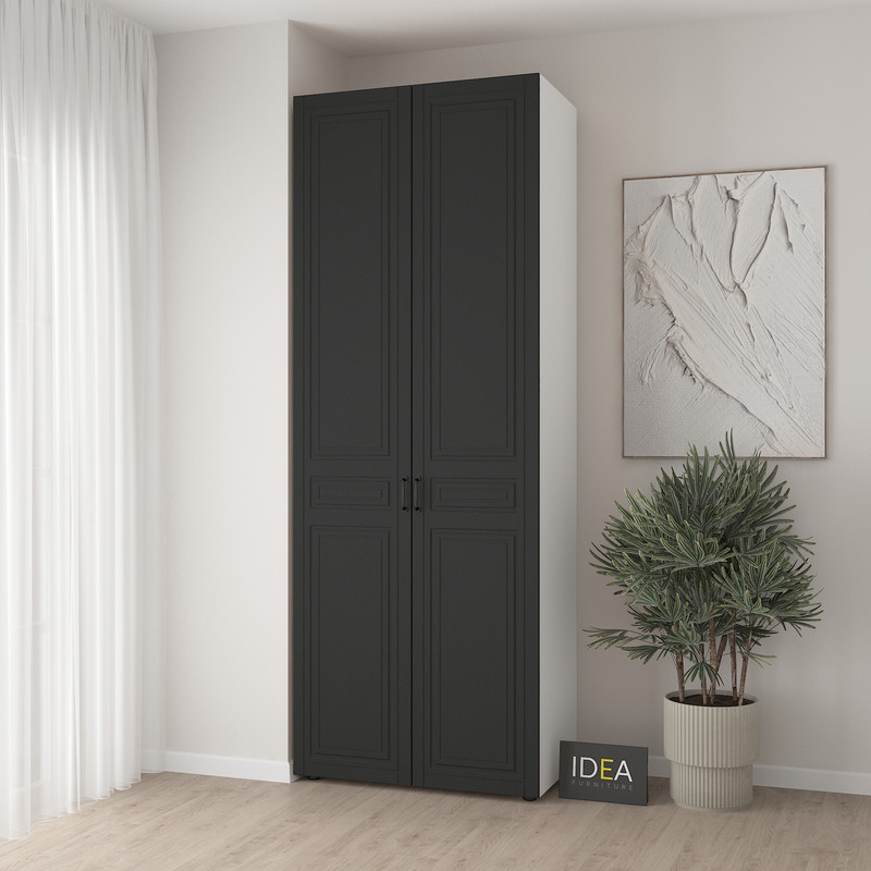 Шафа для одягу з полицями С-9.2 Білий-Чорний