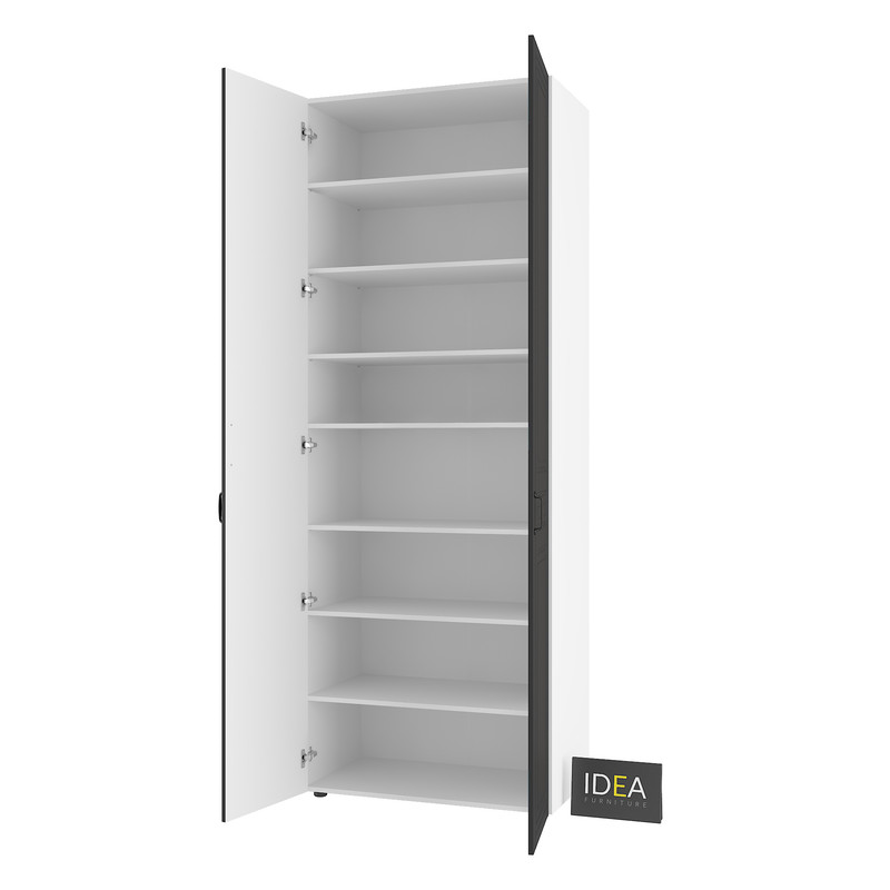 Шафа для одягу з полицями С-9.2 Білий-Чорний