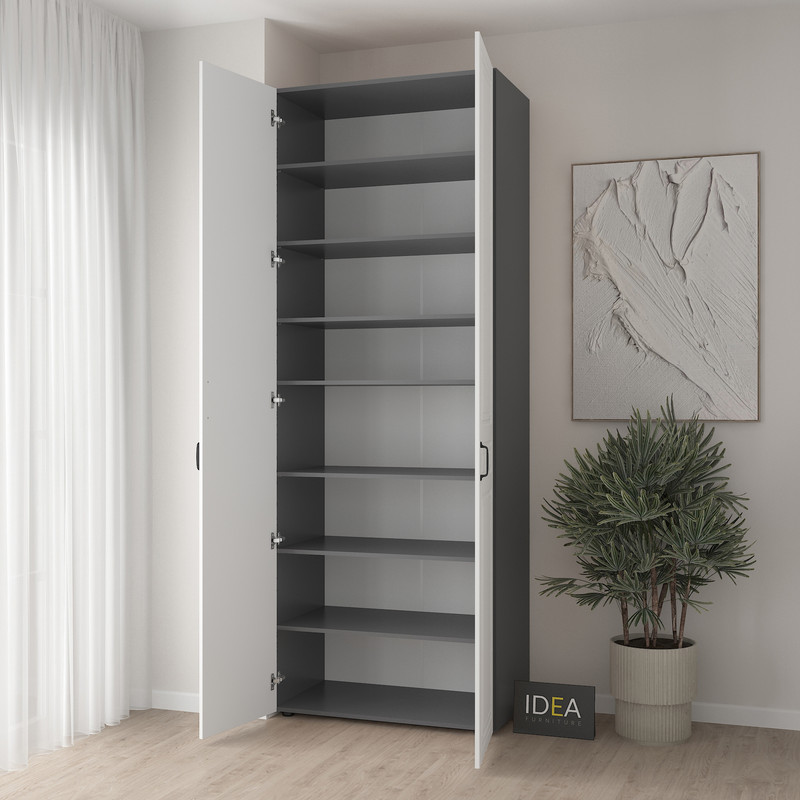 Шафа для одягу з полицями С-9.2 Антрацит - Білий