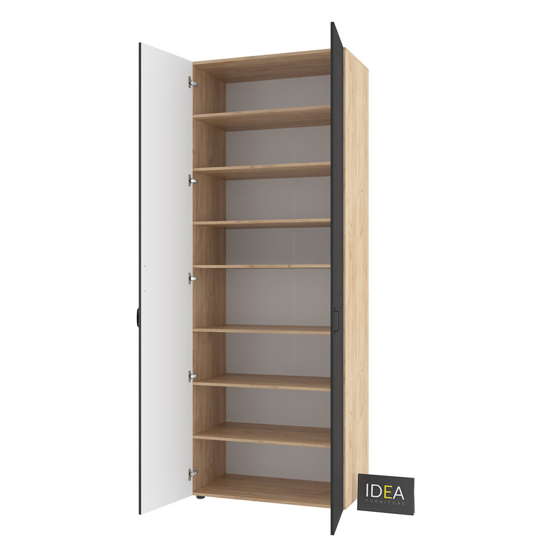 Шафа для одягу з полицями С-9.2 Дуб Крафт-Чорний