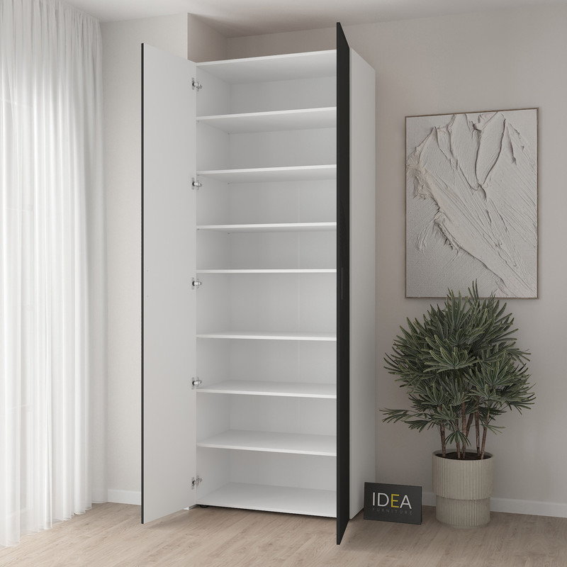 Шафа для одягу з полицями С-9.3 Білий-Чорний