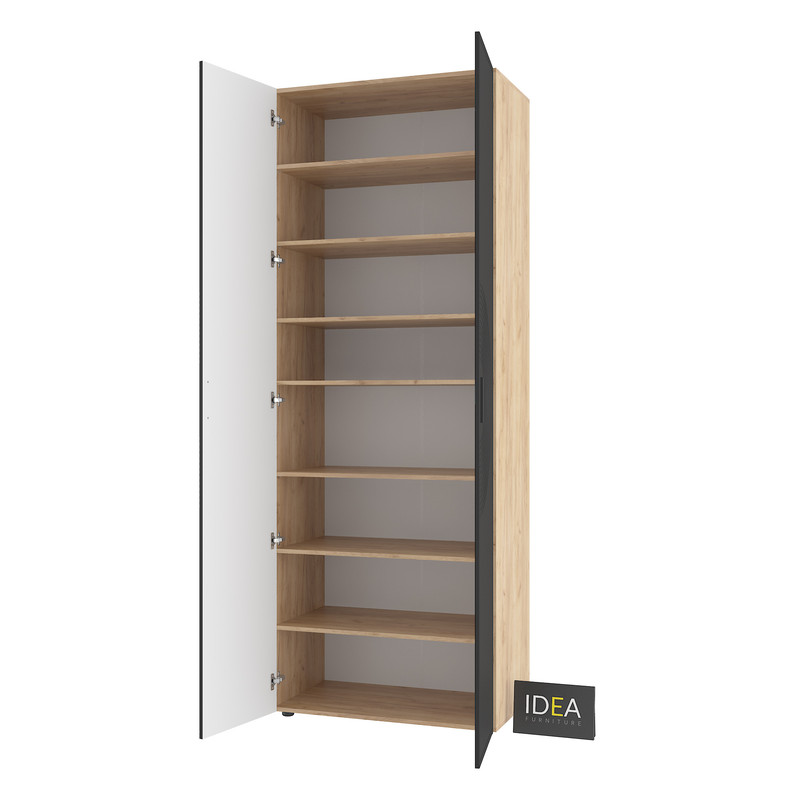 Шафа для одягу з полицями С-9.3 Дуб Крафт-Чорний