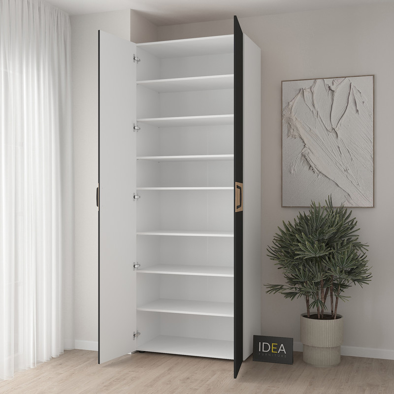 Шафа для одягу з полицями С-9.4 Білий-Чорний