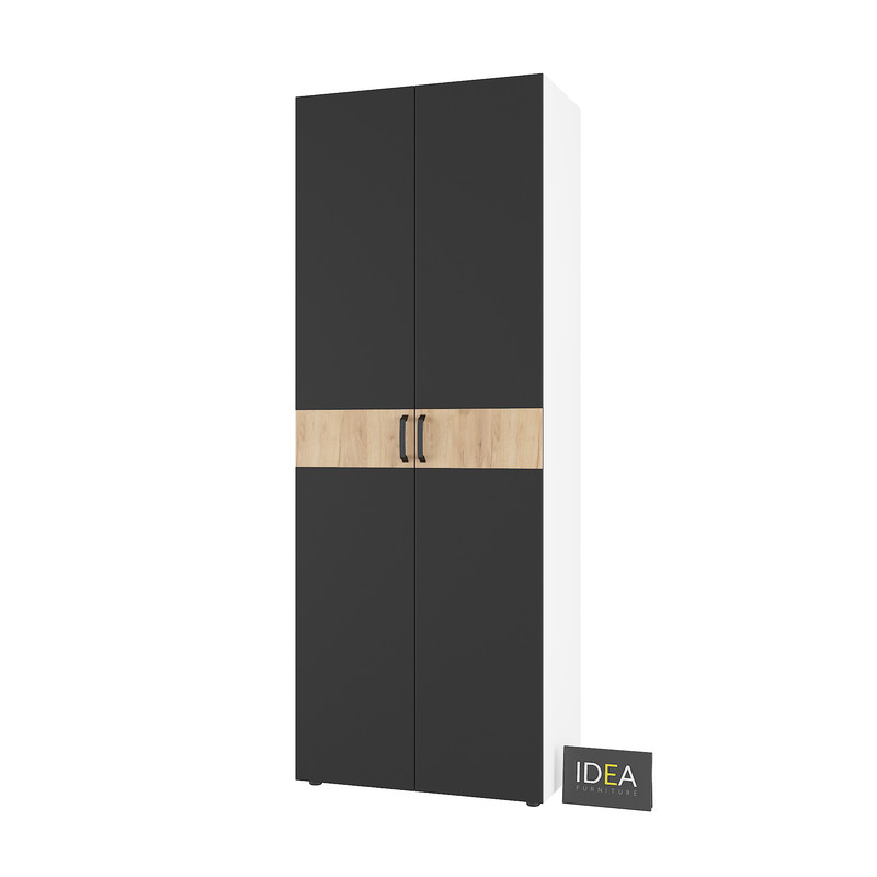 Шафа для одягу з полицями С-9.4 Білий-Чорний