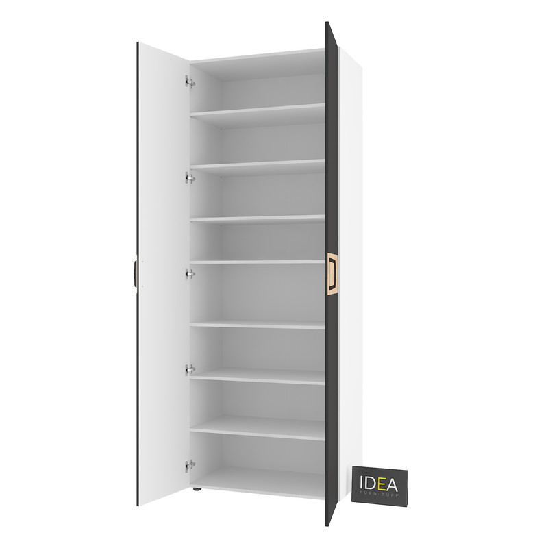 Шафа для одягу з полицями С-9.4 Білий-Чорний