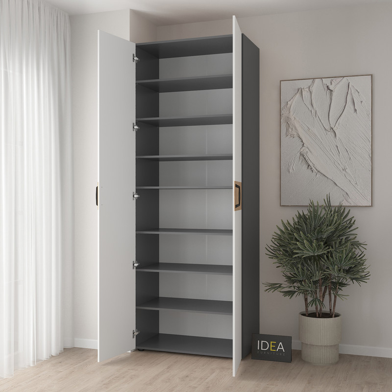 Шафа для одягу з полицями С-9.4 Антрацит - Білий