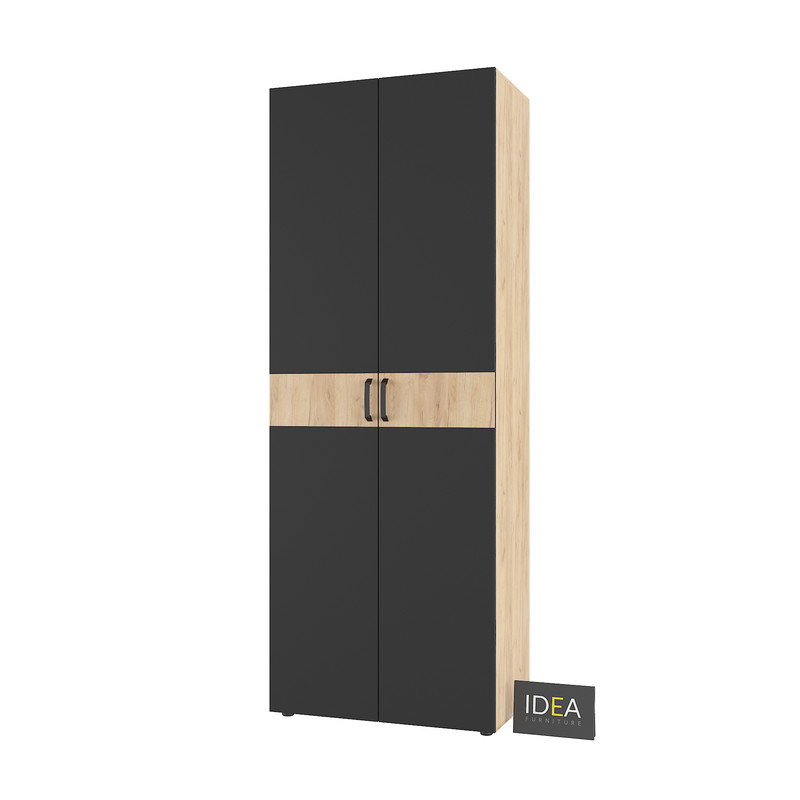 Шафа для одягу з полицями С-9.4 Дуб Крафт-Чорний