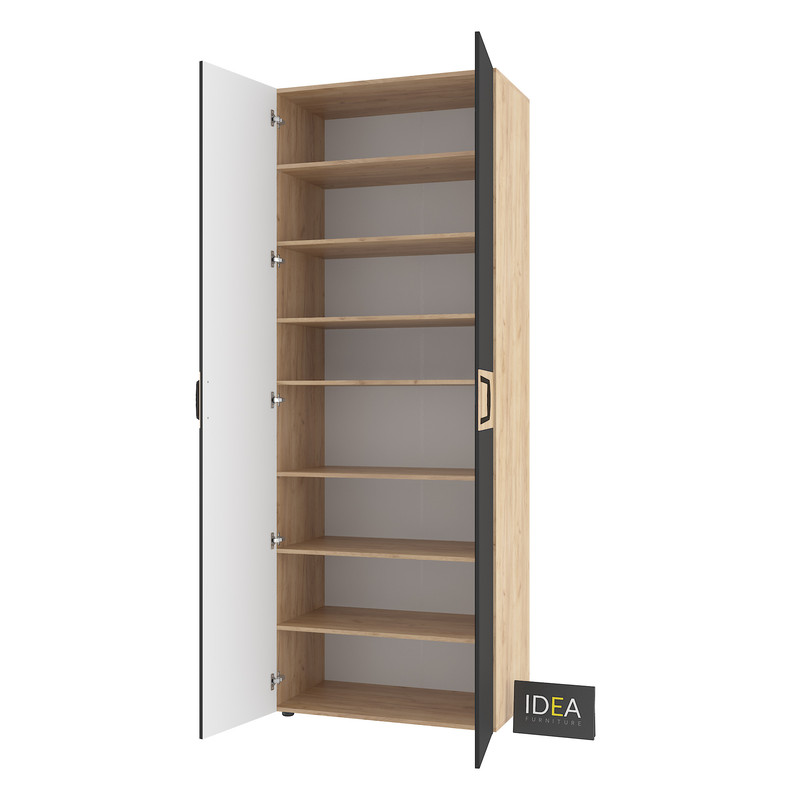 Шафа для одягу з полицями С-9.4 Дуб Крафт-Чорний