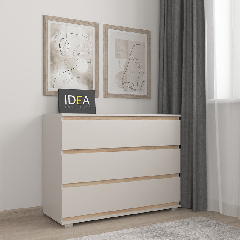 Комод на 3 шухляди без ручок Б-4.1 Кашемір - Дуб Сонома планки