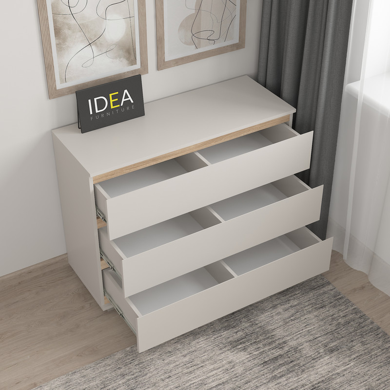 Комод на 3 шухляди без ручок Б-4.1 Кашемір - Дуб Сонома планки