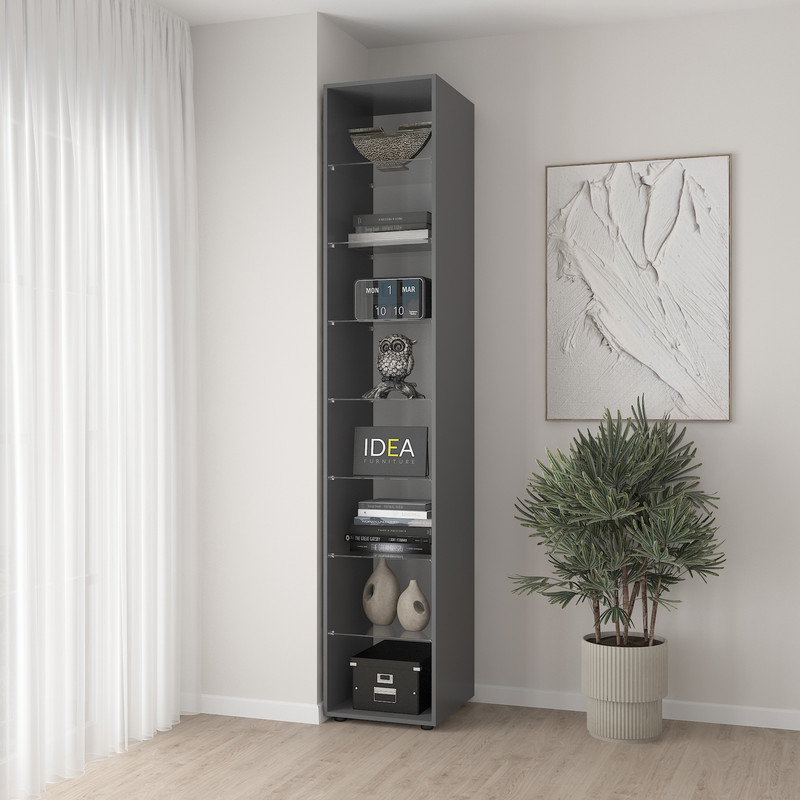 Пенал зі скляними полицями С-14 Антрацит IDEA