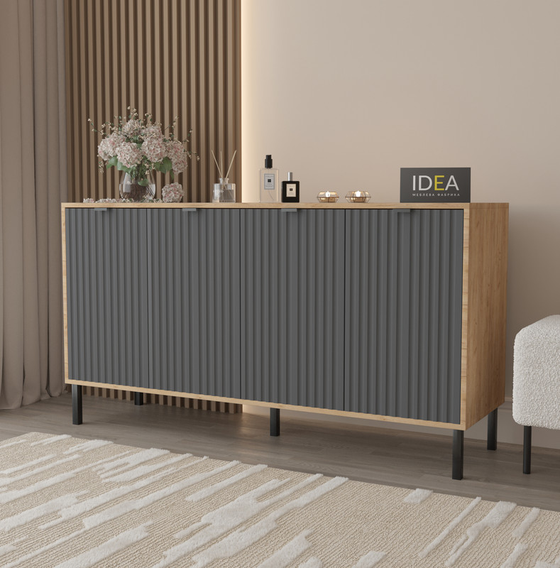 Комод П-7 Дуб Крафт - Асфальт