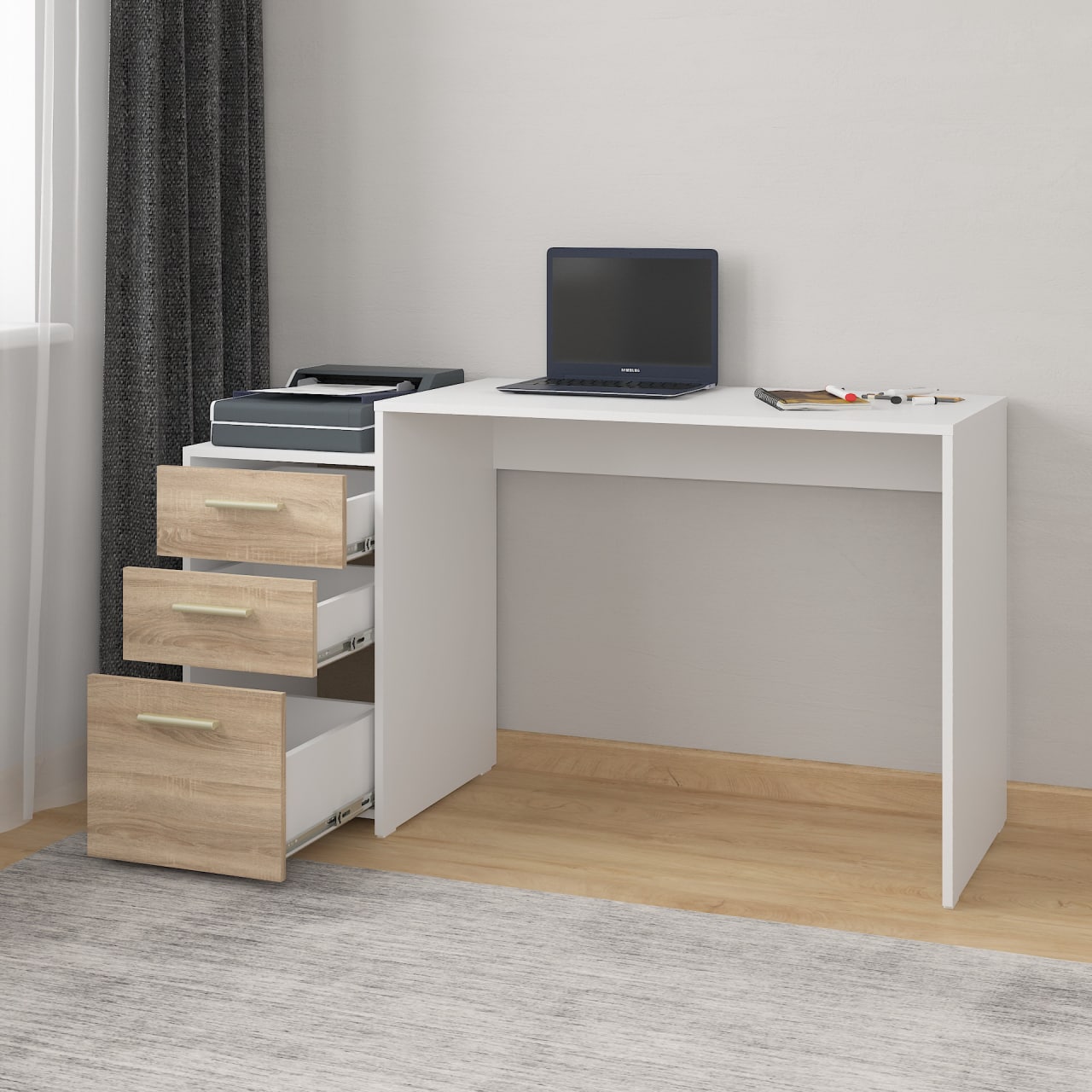 Комп'ютерний стіл А-187 дуб сонома - білий