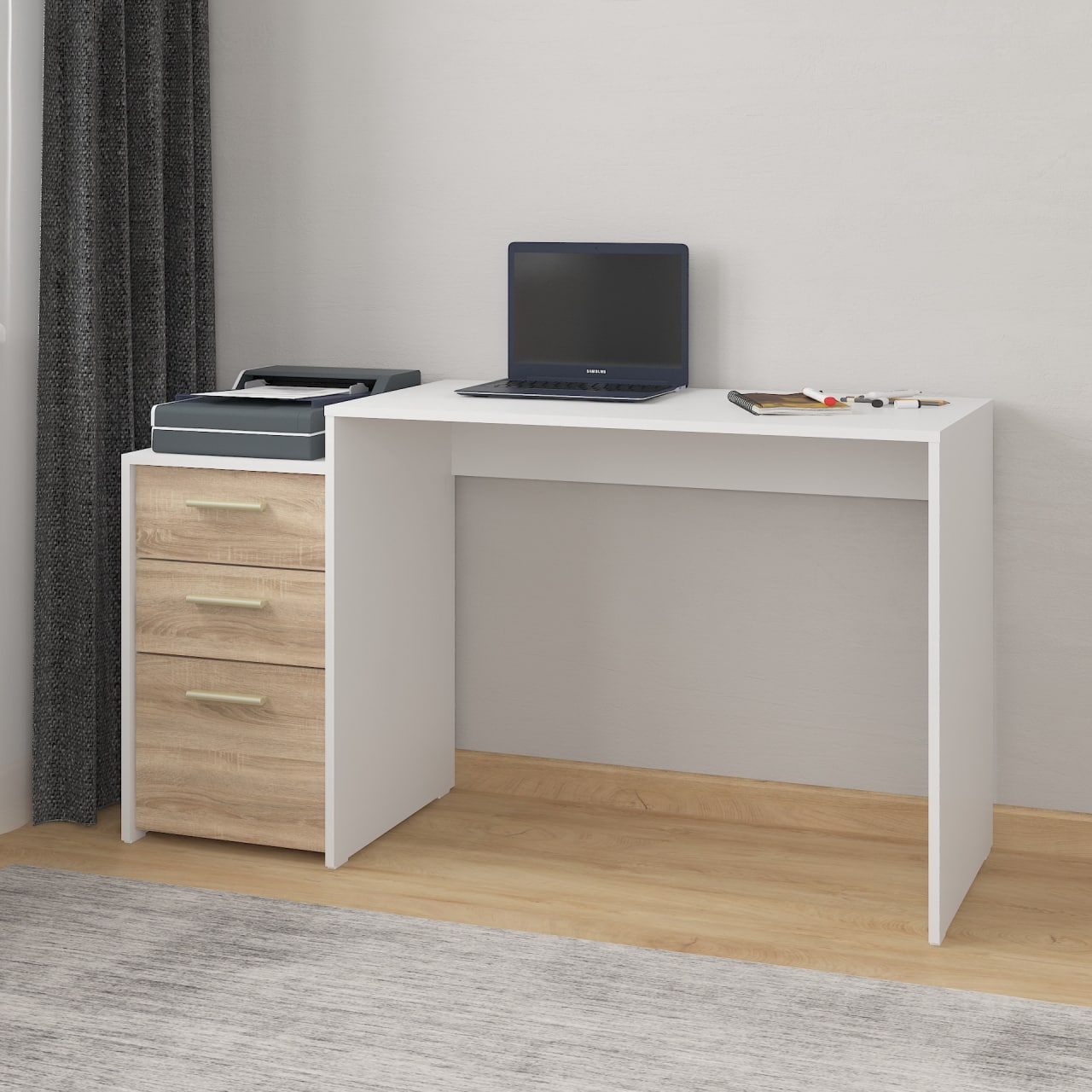 Комп'ютерний стіл А-187 дуб сонома - білий