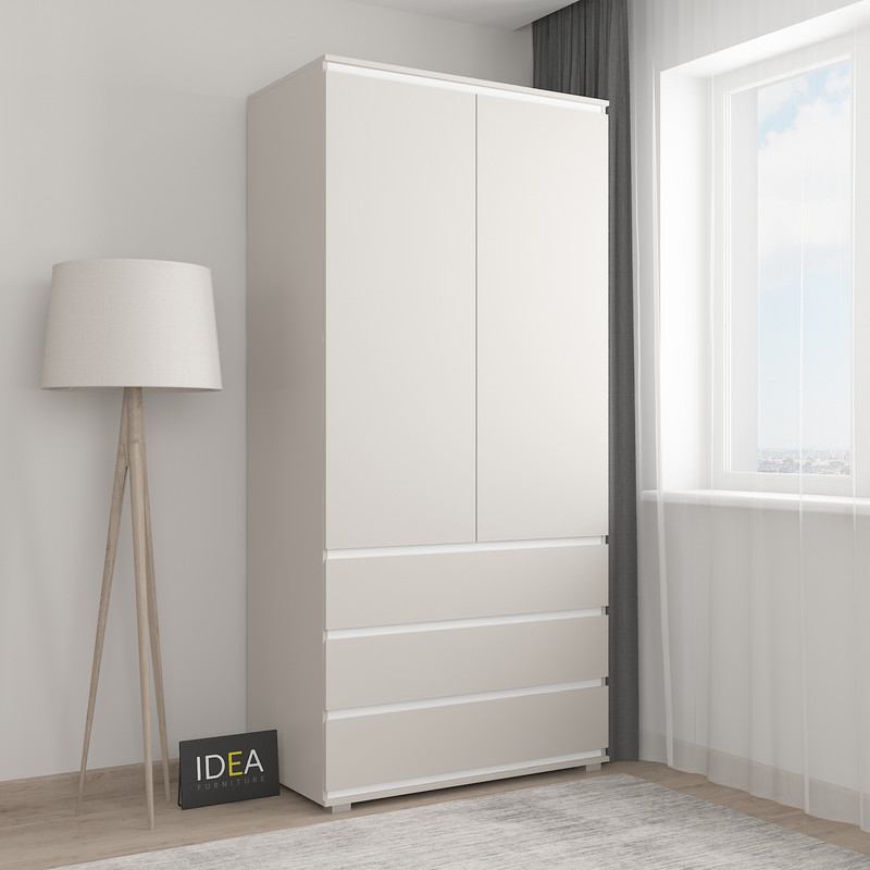 Шафа зі штангою без ручок Б-2.1 Кашемір - Білий Планки