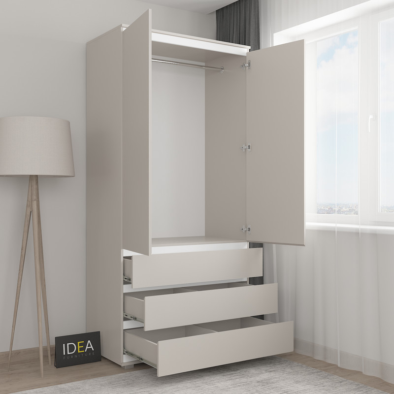 Шафа зі штангою без ручок Б-2.1 Кашемір - Білий Планки