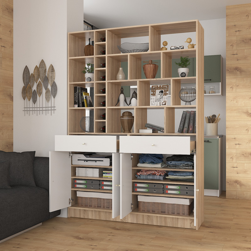 Стелаж А-172 дуб сонома - білий