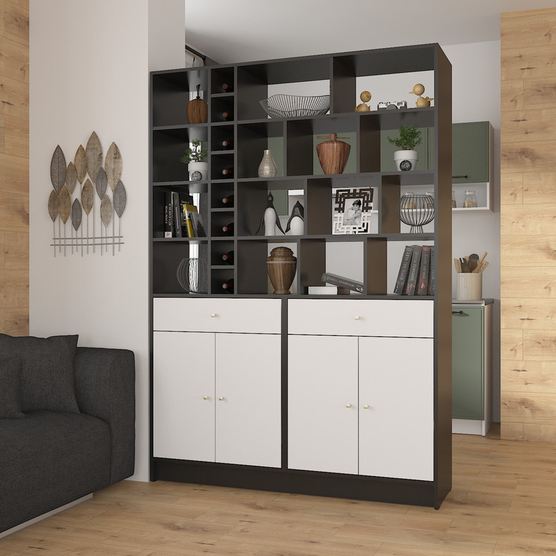 Стелаж А-172 чорний-білий