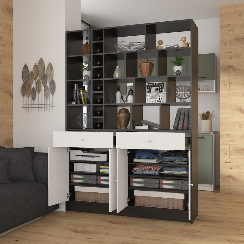 Стелаж А-172 чорний-білий