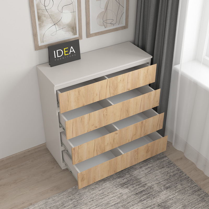 Комод на 4 шухляди без ручок Б-8.1 Кашемір - Дуб Крафт