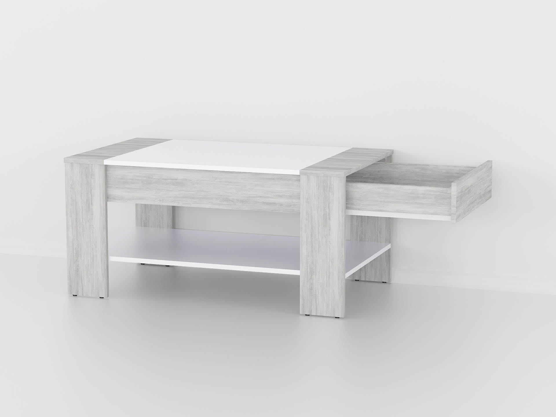 Стіл журнальний з шухлядою А-46 бетон-білий