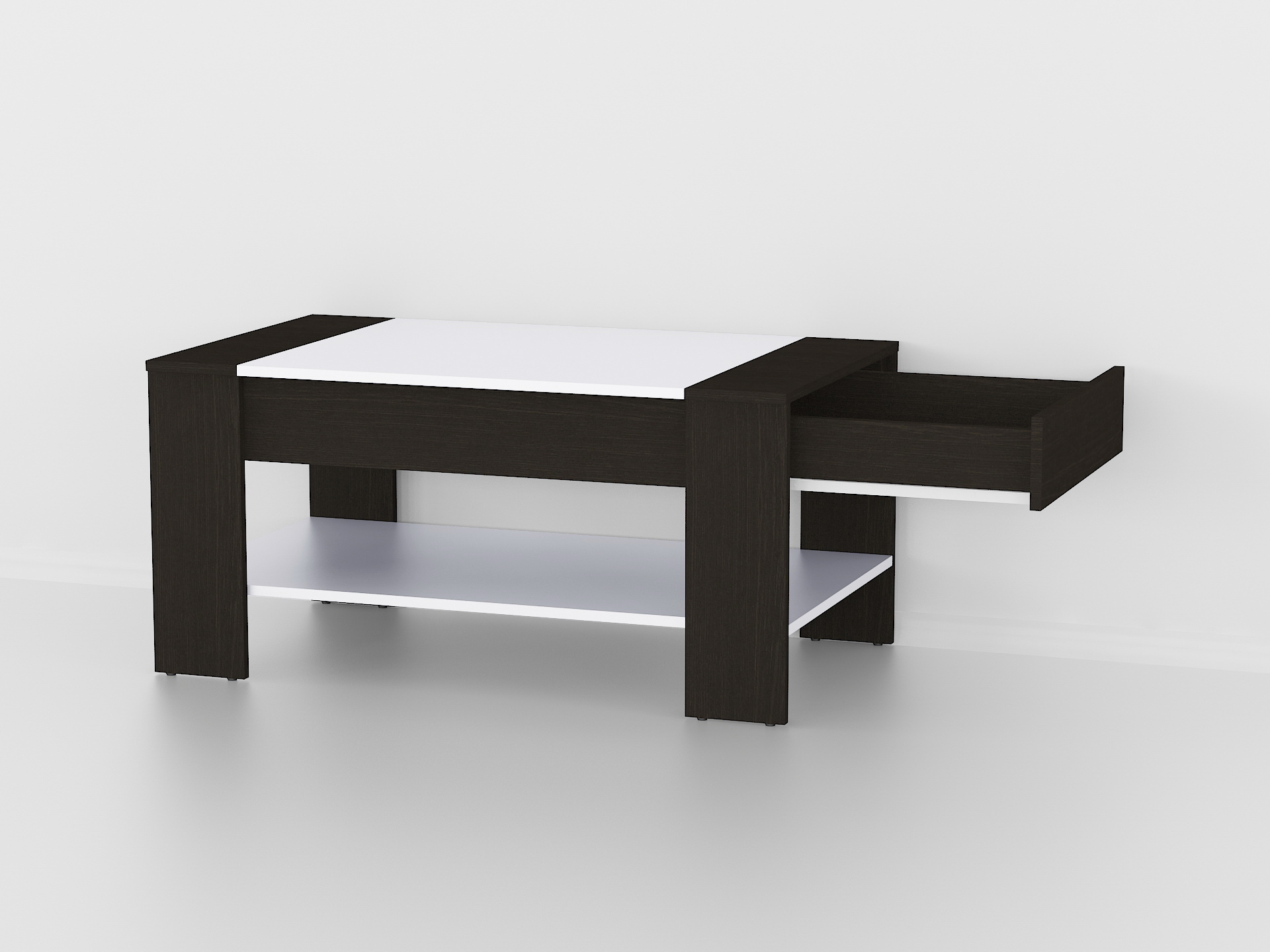 Стіл журнальний з шухлядою А-46 венге темний-білий