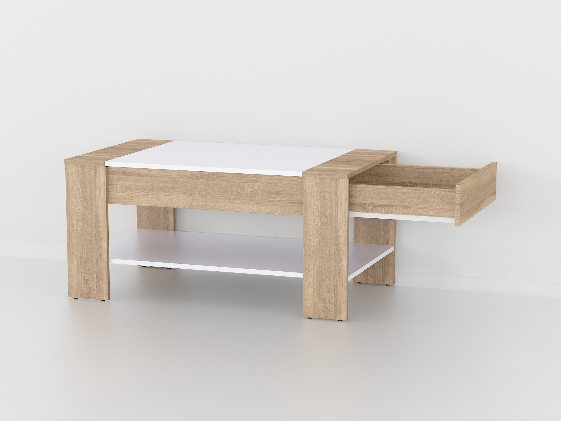 Стіл журнальний з шухлядою А-46 дуб сонома - білий