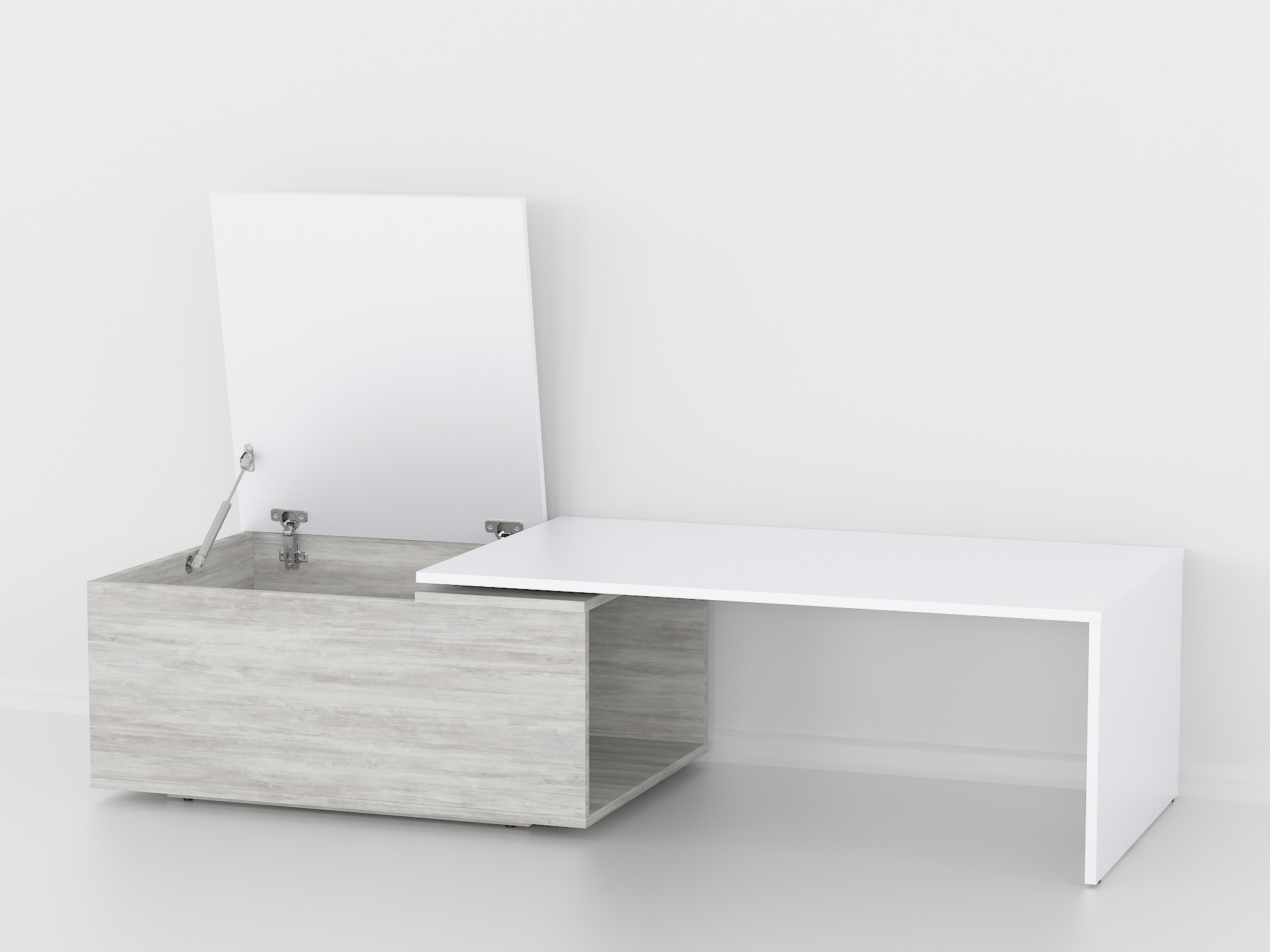 Стіл журнальний поворотний з ящиком А-47 бетон-білий