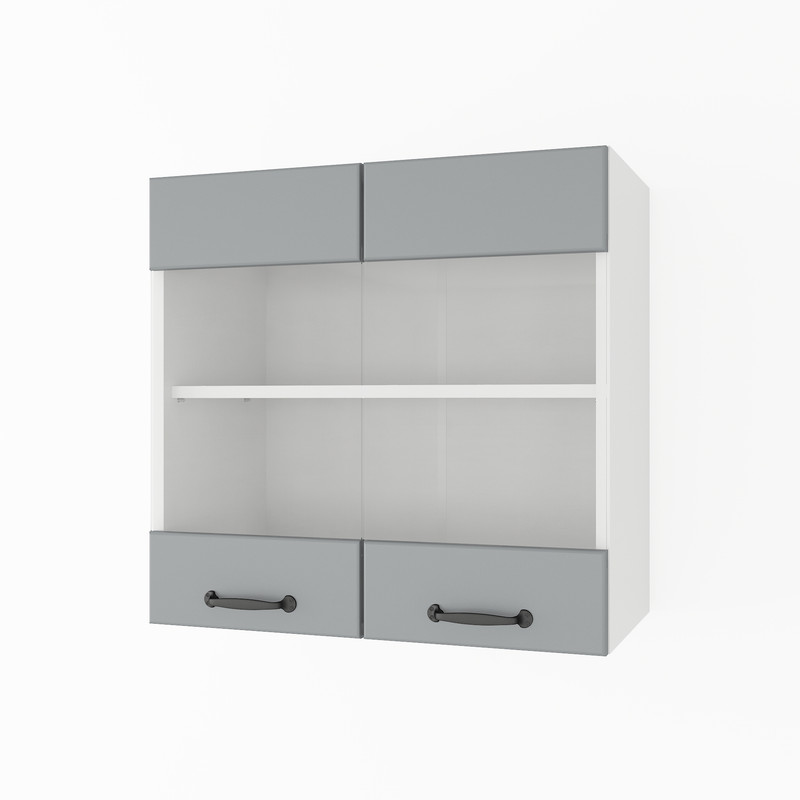 Шафа навісна 600мм К-67 (вітрина) білий - асфальт