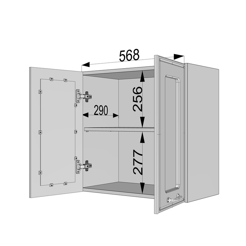 Шафа навісна 600мм К-67 (вітрина) білий - асфальт