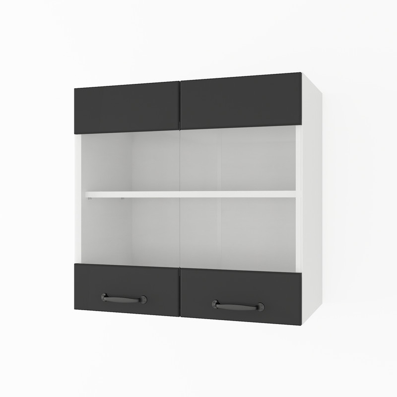 Шафа навісна 600мм К-67 (вітрина) білий-чорний