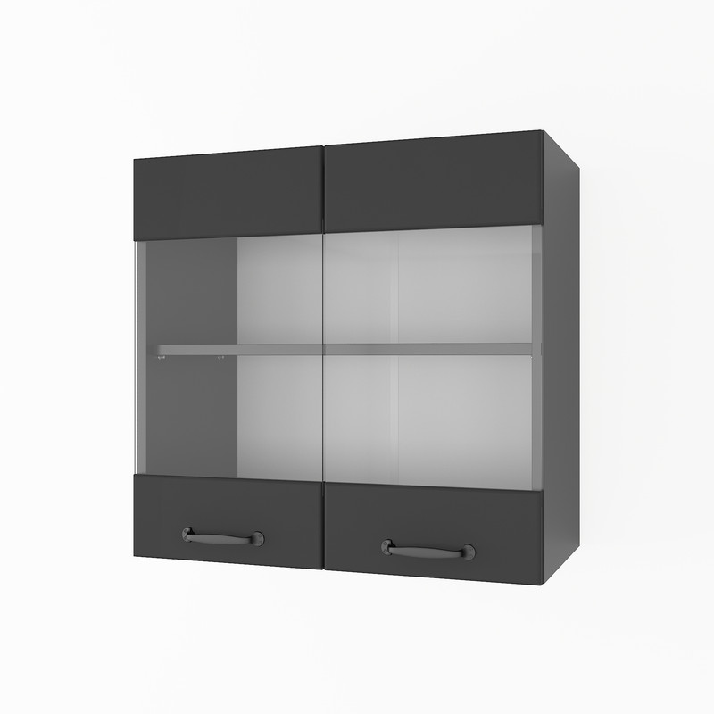 Шафа навісна 600мм К-67 (вітрина) чорний матовий