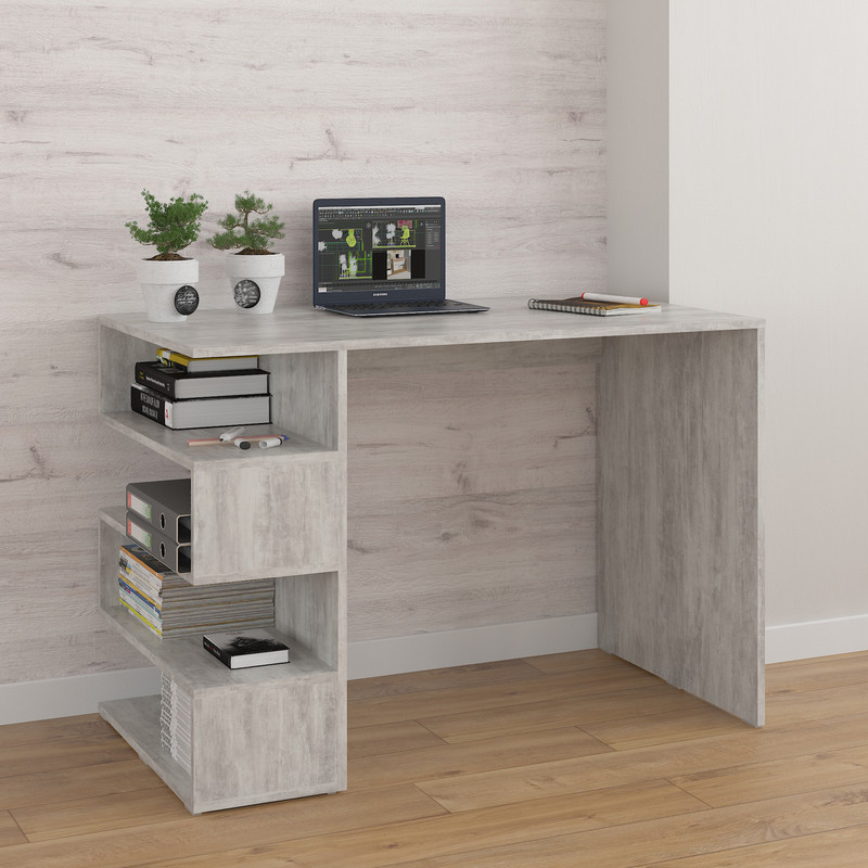 Комп’ютерний стіл з полицями А-185 бетон