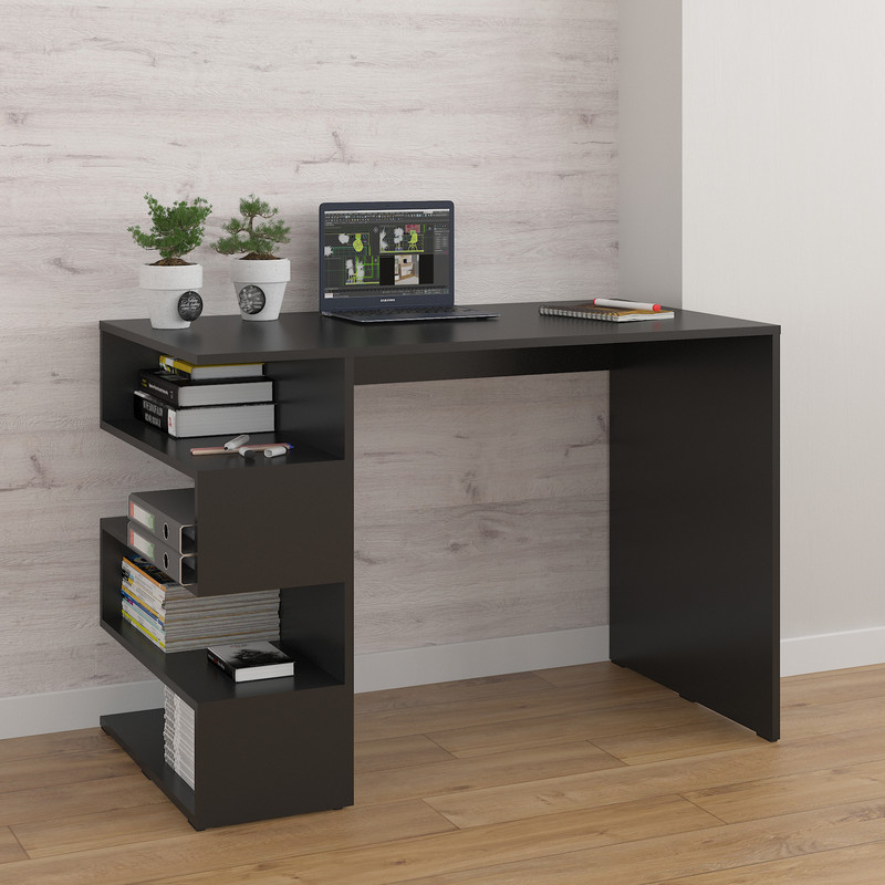 Комп’ютерний стіл з полицями А-185 чорний матовий