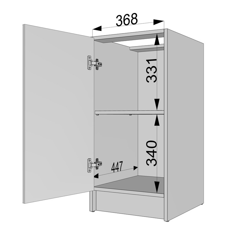 Тумба низ 400мм (без стільниці) К-64 білий-чорний
