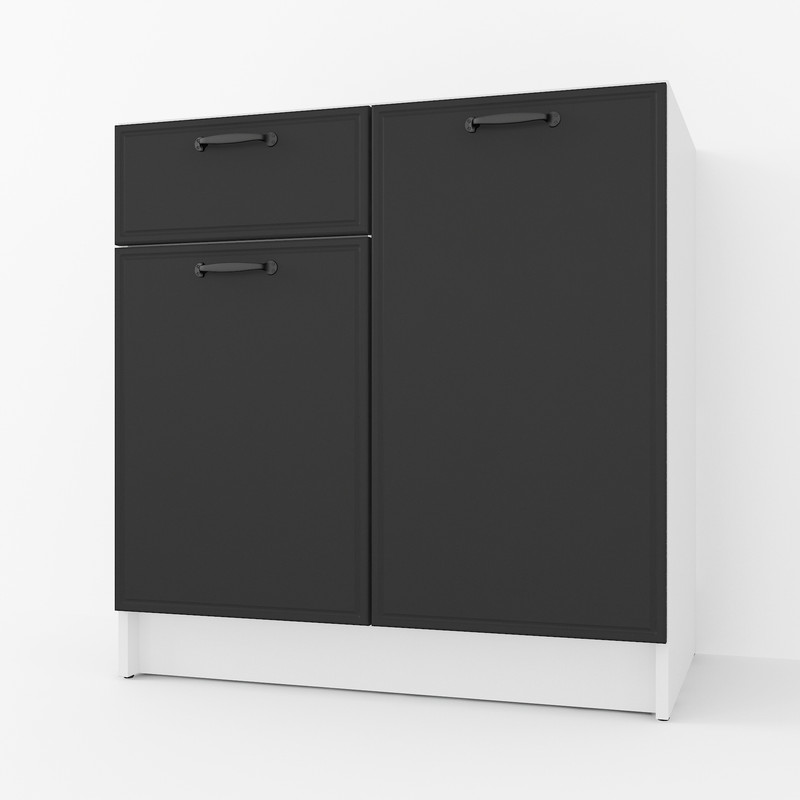 Тумба низ (комбі) 800мм, К-65 (без стільниці) білий-чорний