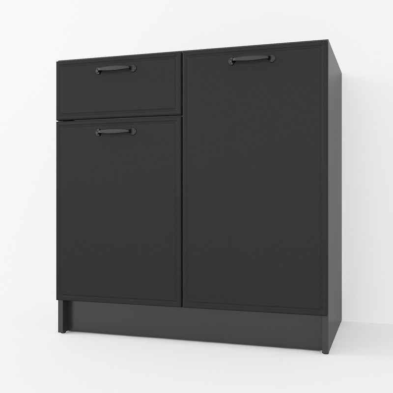 Тумба низ (комбі) 800мм, К-65 (без стільниці) чорний матовий