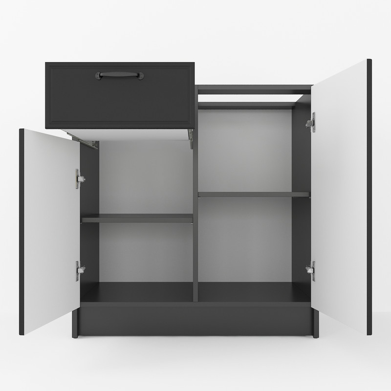 Тумба низ (комбі) 800мм, К-65 (без стільниці) чорний матовий