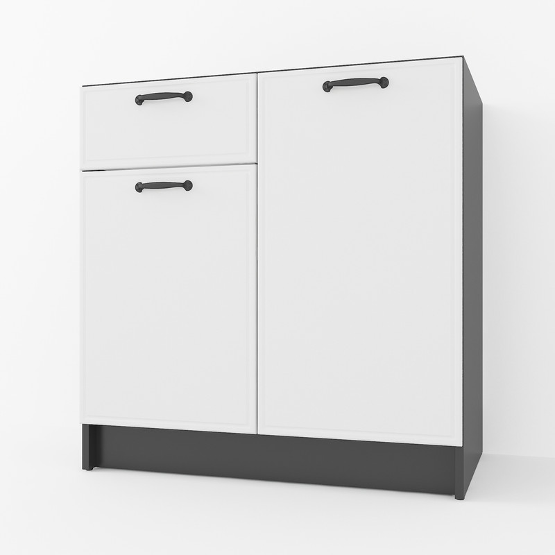 Тумба низ (комбі) 800мм, К-65 (без стільниці) чорний-білий