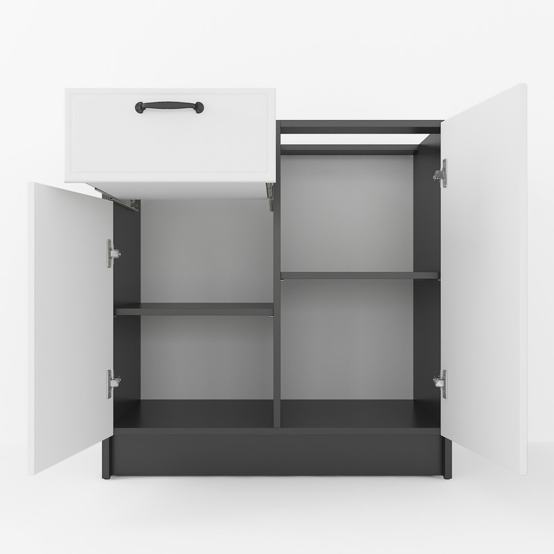 Тумба низ (комбі) 800мм, К-65 (без стільниці) чорний-білий