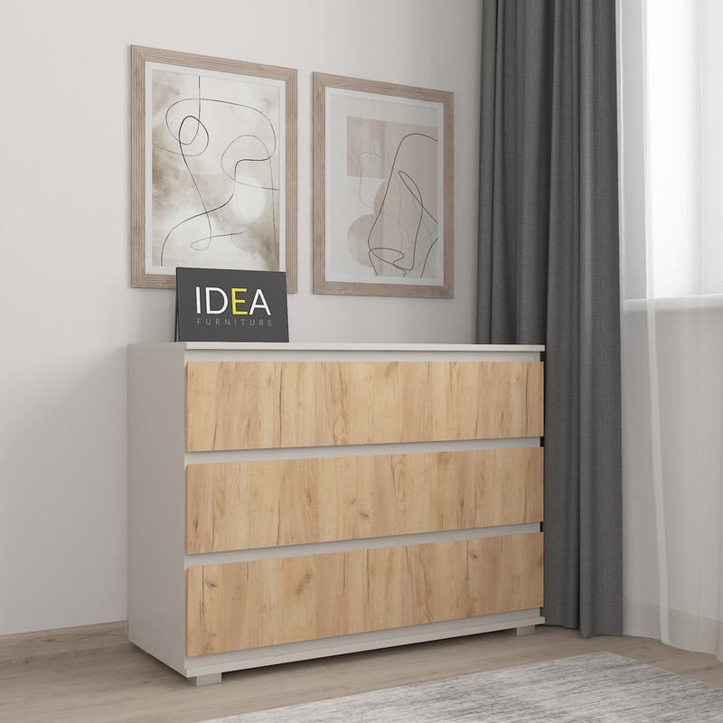 Комод на 3 шухляди без ручок Б-4.1 Кашемір - Дуб Крафт