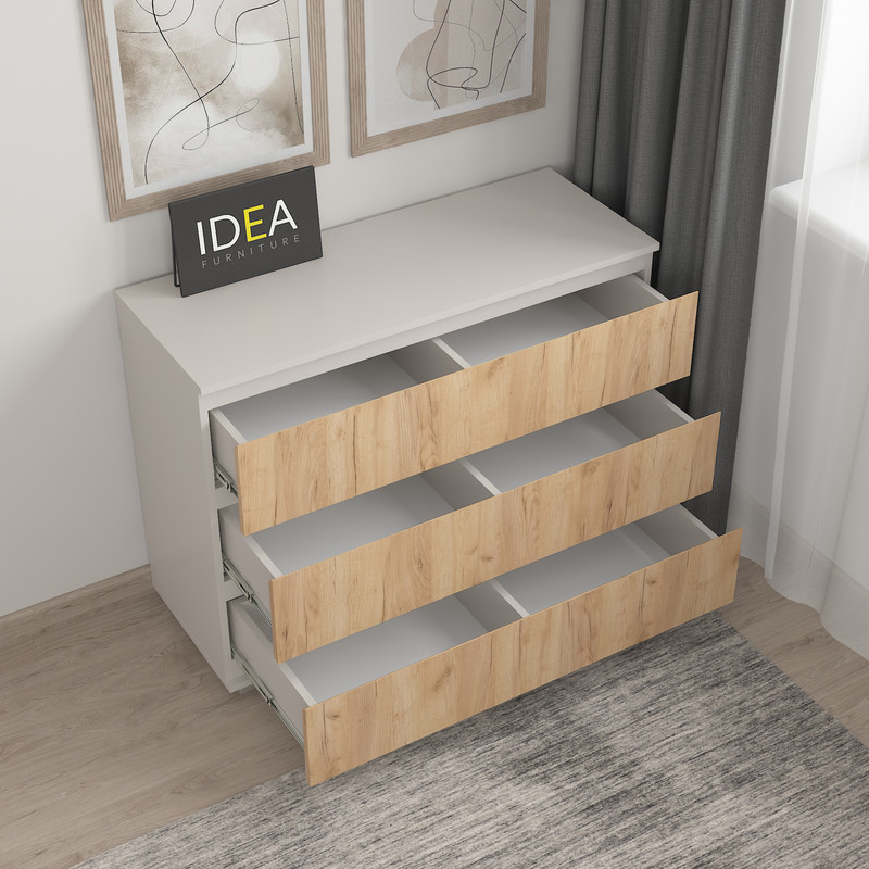 Комод на 3 шухляди без ручок Б-4.1 Кашемір - Дуб Крафт