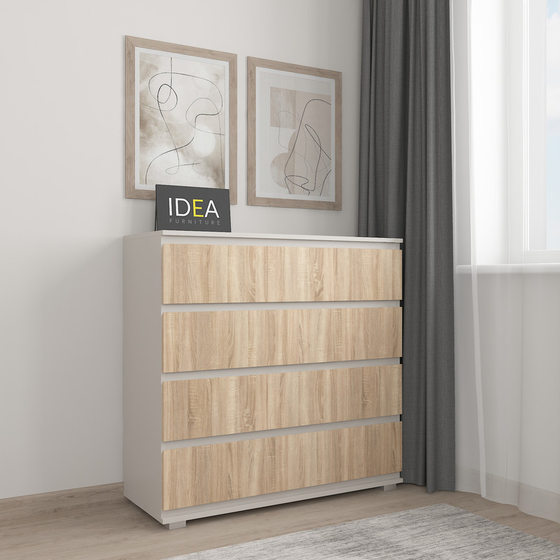 Комод на 4 шухляди без ручок Б-8.1 Кашемір - Дуб Сонома